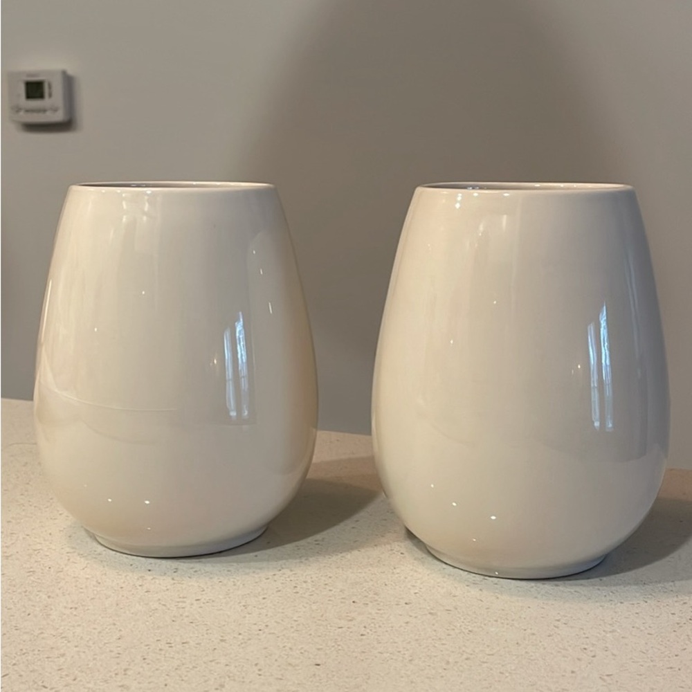 Minimalist White Ceramic Vases Set